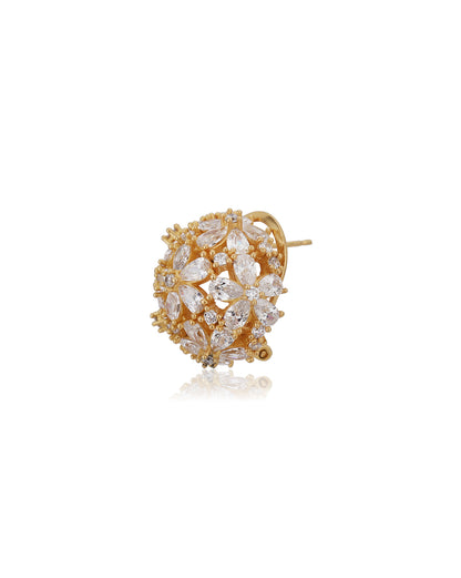 Carlton London Gold Plated Cz Floral Stud Earring For Women