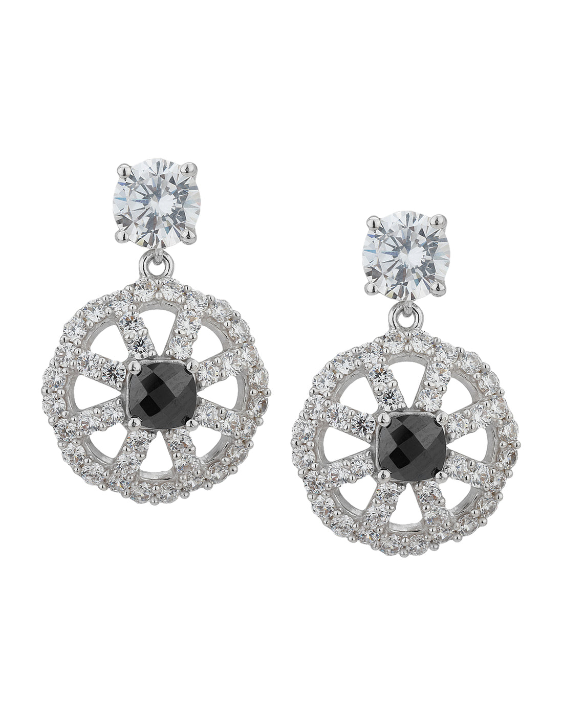 Carlton London Rhodium Plated Cz Drop Earring For Women