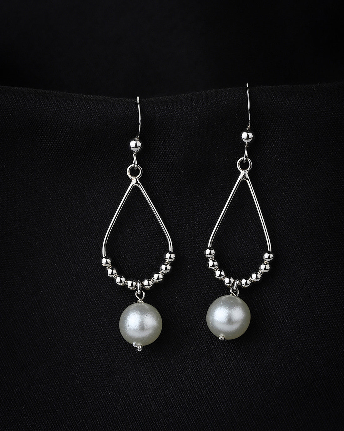 Carlton London Rhodium Plated Teardrop Drop Earring With Dangling Pearl For Women
