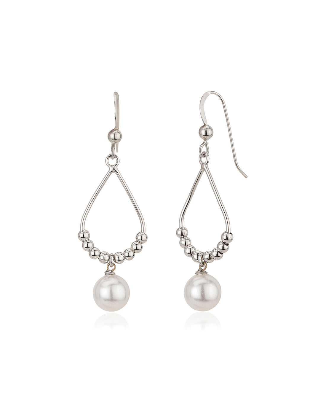 Carlton London Rhodium Plated Teardrop Drop Earring With Dangling Pearl For Women