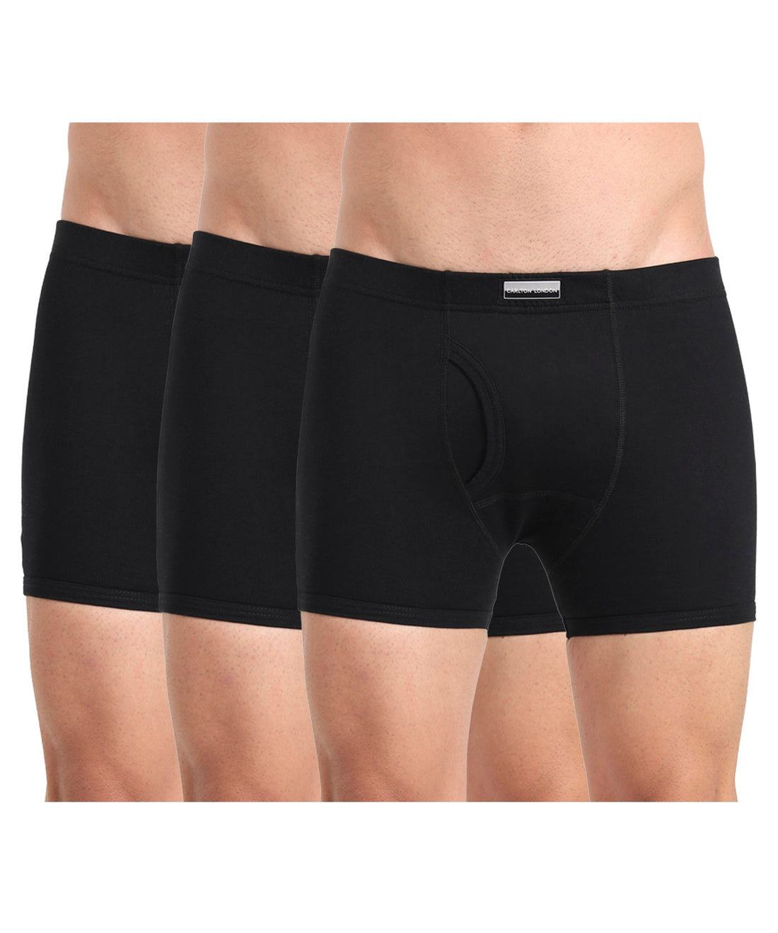 Boxer Brief Black Pack of 3 Cotton Spandex Fabric with Classic Fit Style 001