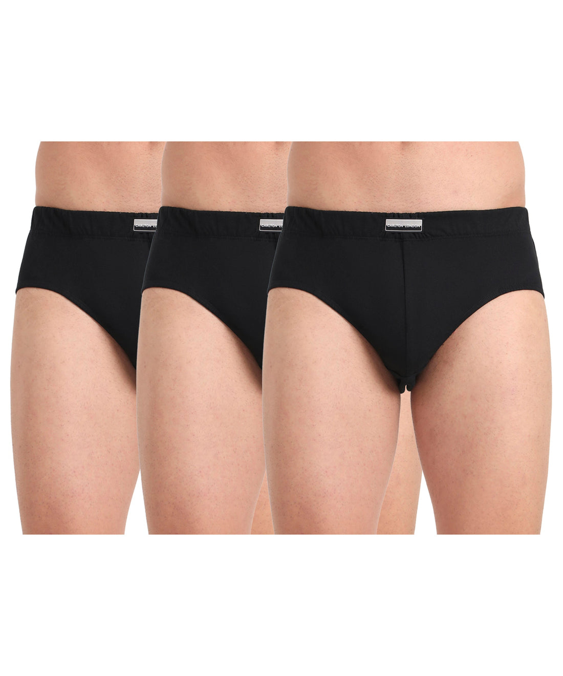 Brief Black Pack of 3  Cotton Spandex Fabric with Classic Fit Style 001