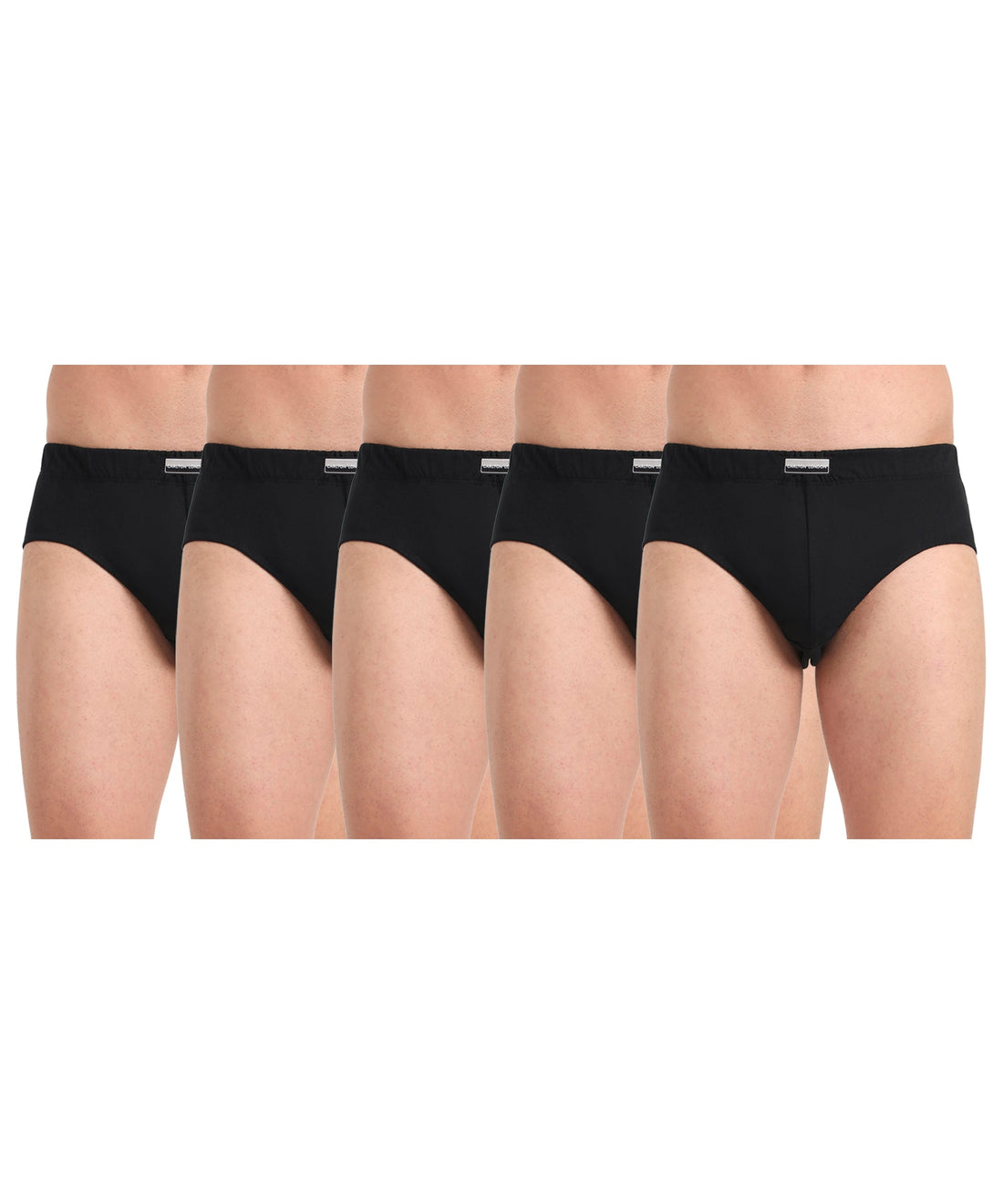 Brief Black Pack of 5 Cotton Spandex Fabric with Classic Fit Style 001