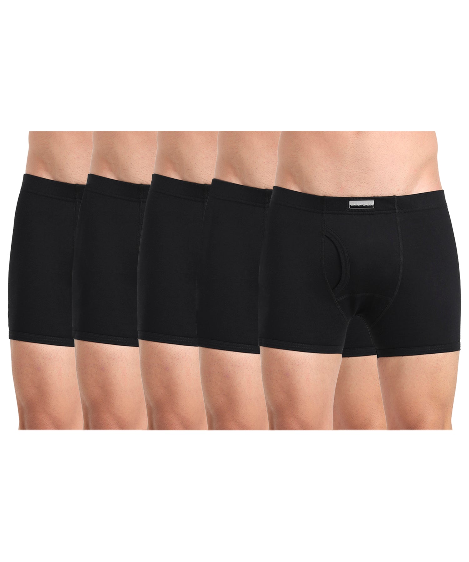 Boxer Brief Black Pack of 5  Cotton Spandex Fabric with Classic Fit Style 001