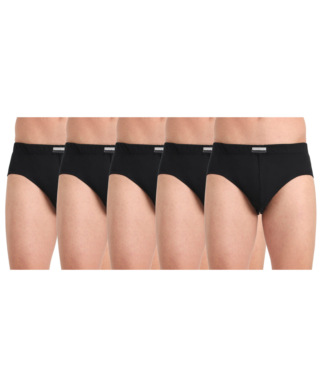 Brief Black Pack of 5  Cotton Spandex Fabric with Classic Fit Style 001