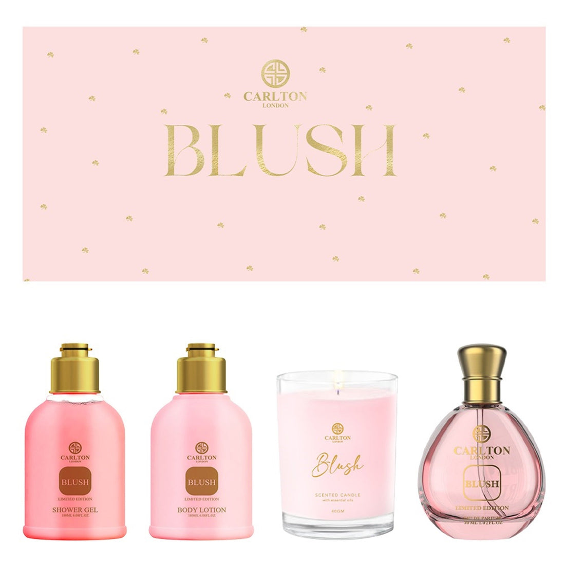 Blush Gift Set Of 4 Lotion Gel Perfume &amp; Candle - 430Ml