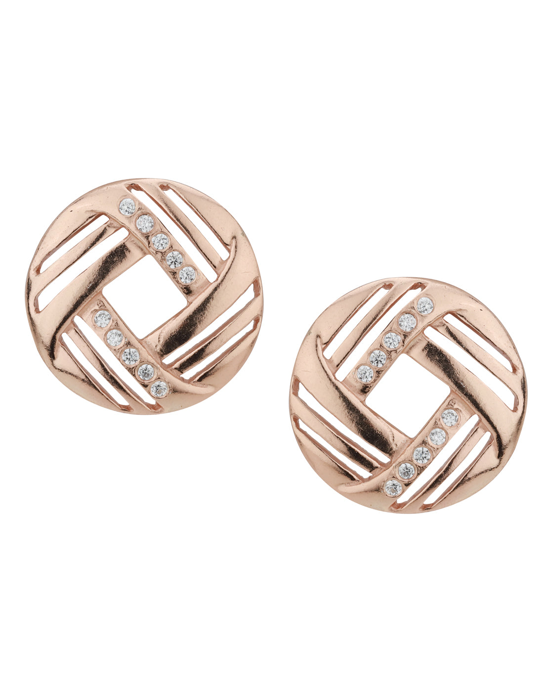 Carlton London Rose Gold Plated Cz Circular Stud Earring For Women