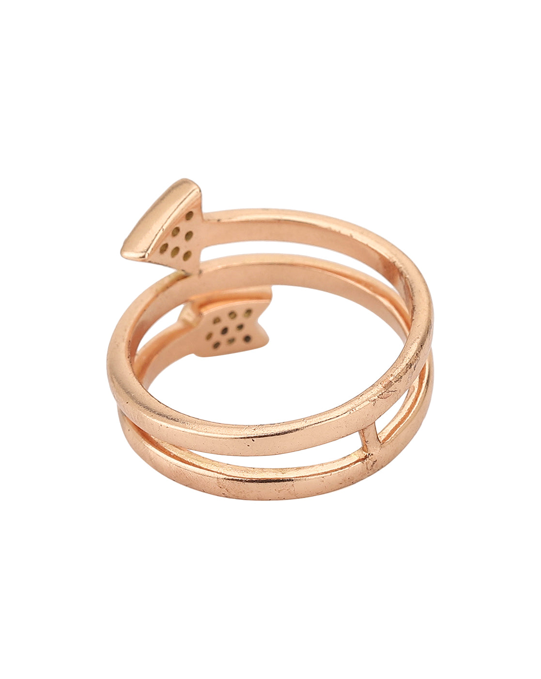 Carlton London Rose Gold Plated Cz Studded Adjustable Arrow Contemporary Finger Ring For Women