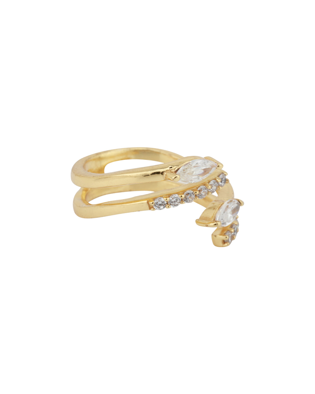 Carlton London Gold Plated Cz Studded Adjustable Contemporary Finger Ring For Women