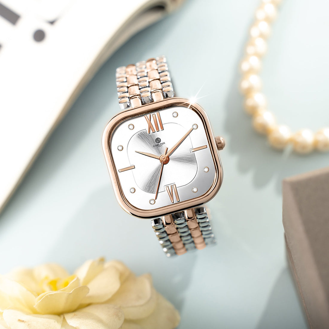 Chelsea Women White Dial Dual Tone Strap Stainless Steel Analog Watch - CHELWHT-A1