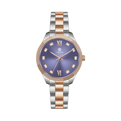 Women Rose Gold/Purple Stainless Steel Harper Collection Analog Watch CLBRTPRP