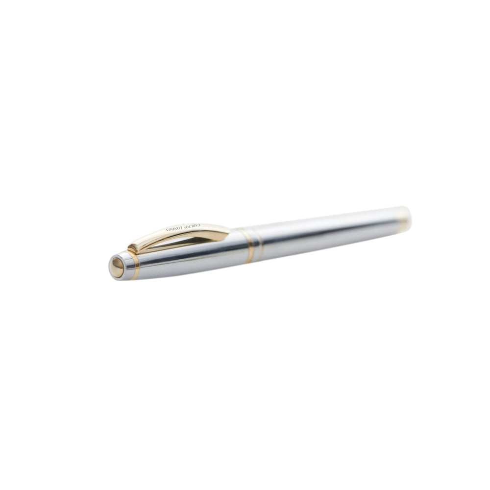 Carlton London Premium Silver Metal Pen with Gold Plated Accents - Elegance Redefined in a Gift Box