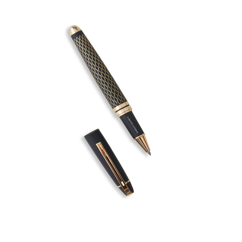 Carlton London Midnight Elegance Gold Scales Heavy Metal Roller Pen