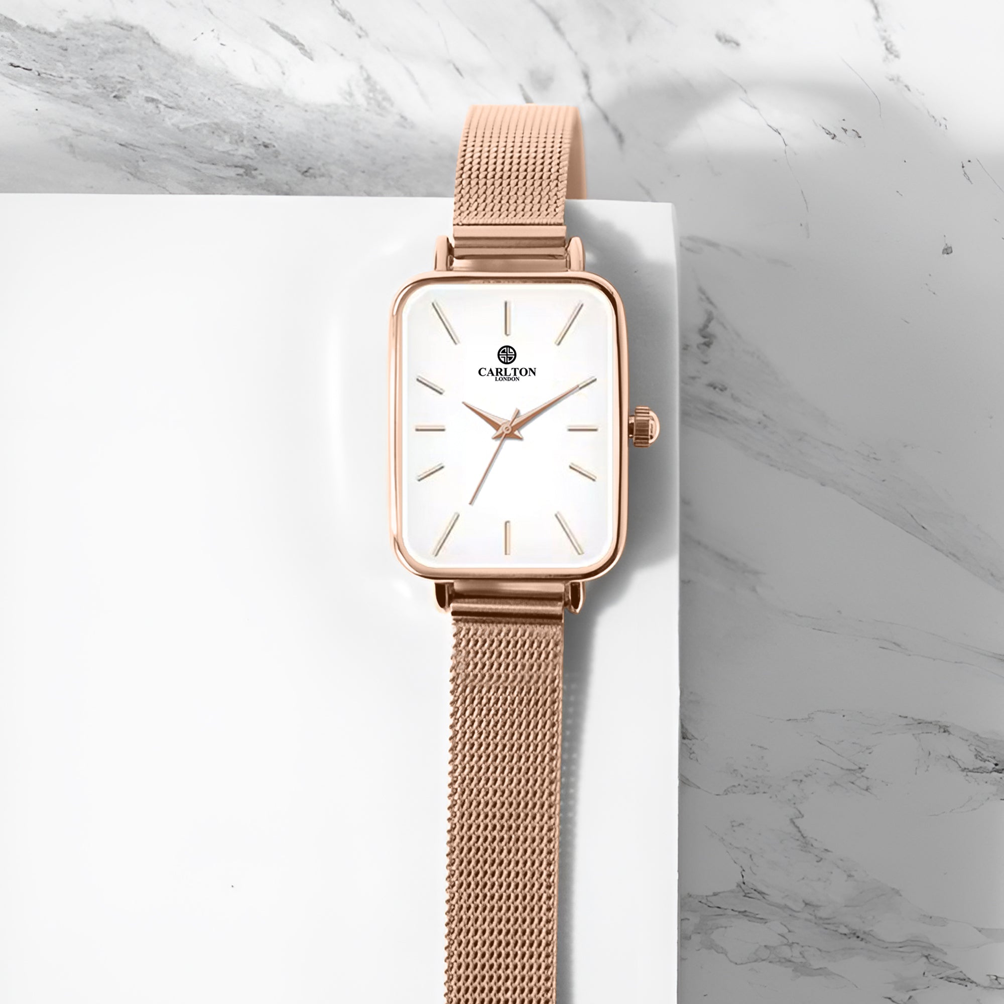 Women Diana CLDWMS-05 Analog White Rose Gold Stainless Steel Mesh