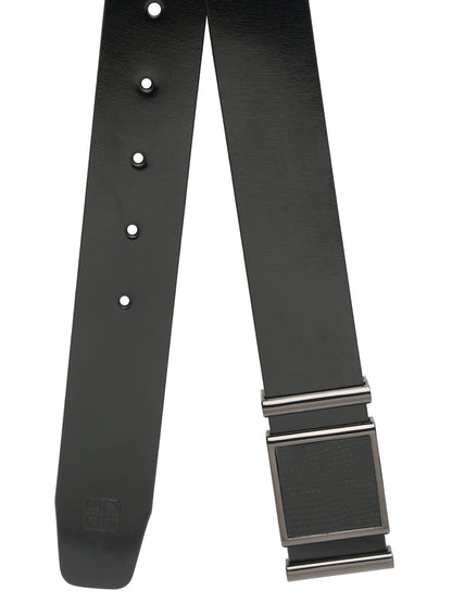 Men Black Semi Formal Leather Belt