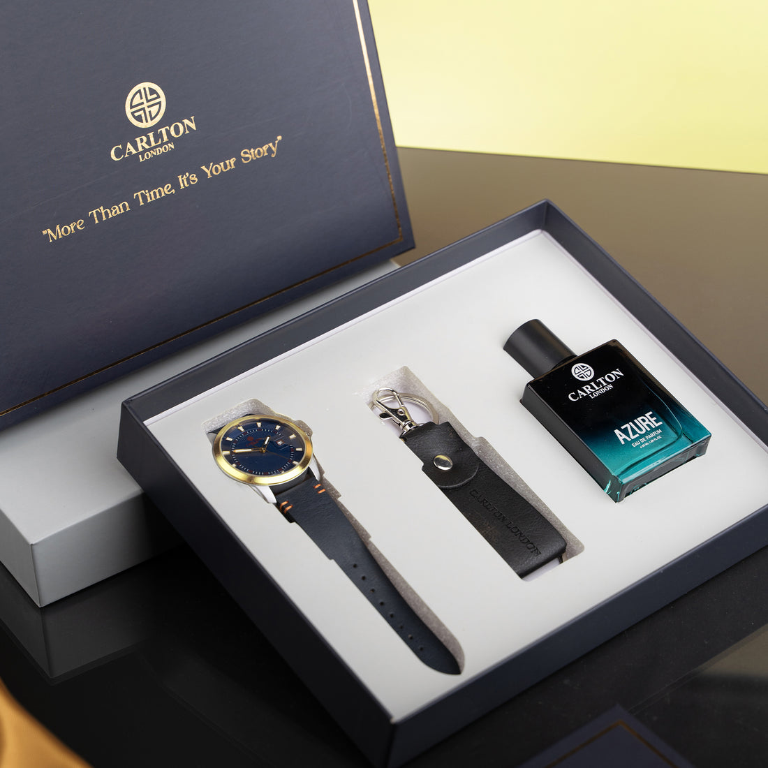 Men Gift Set of 3 Czar Perfume + Brown Dial Watch + Key Chain CLPLG050