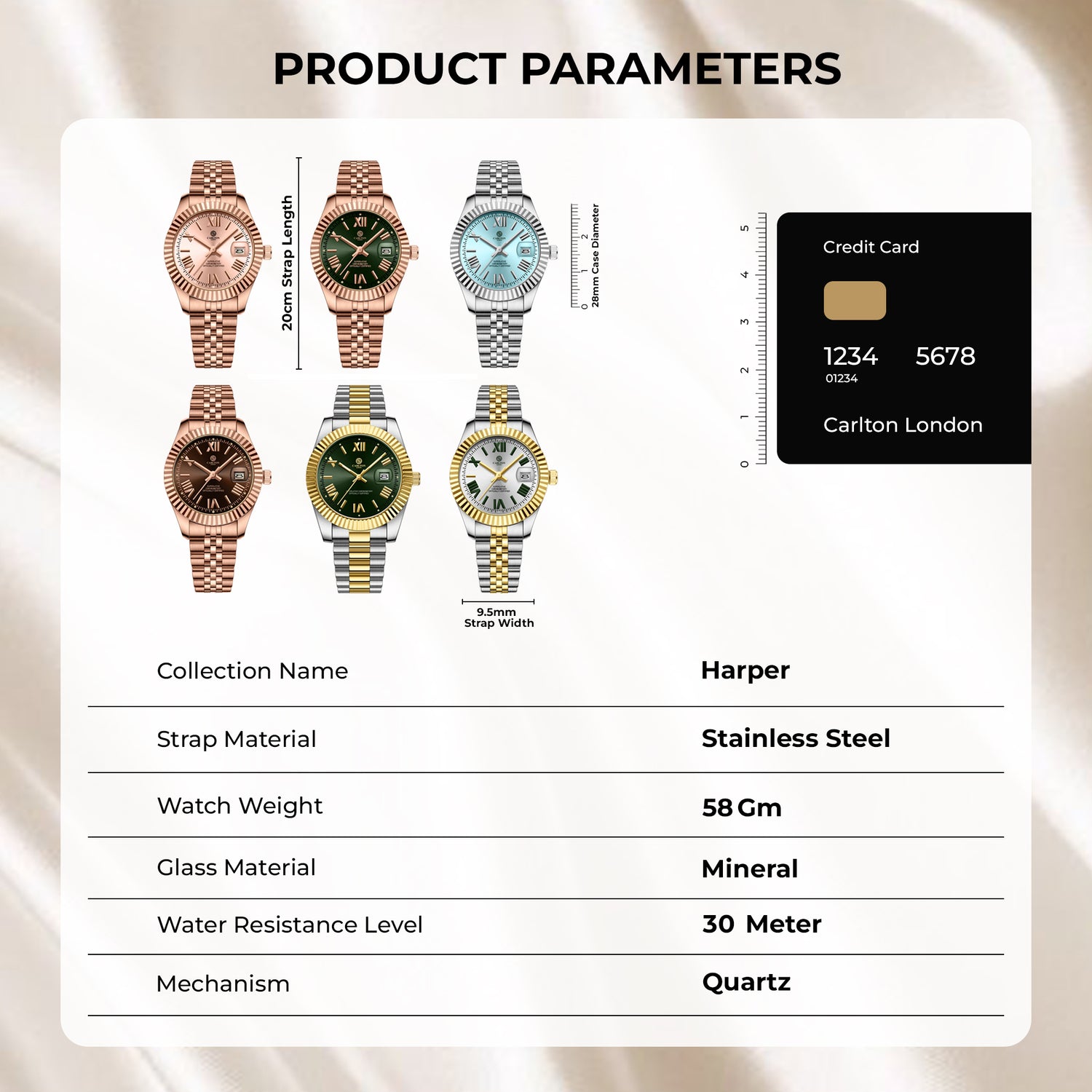 Harper: Mini Blue Stainless Steel Women Analog Watch CLRLW-005