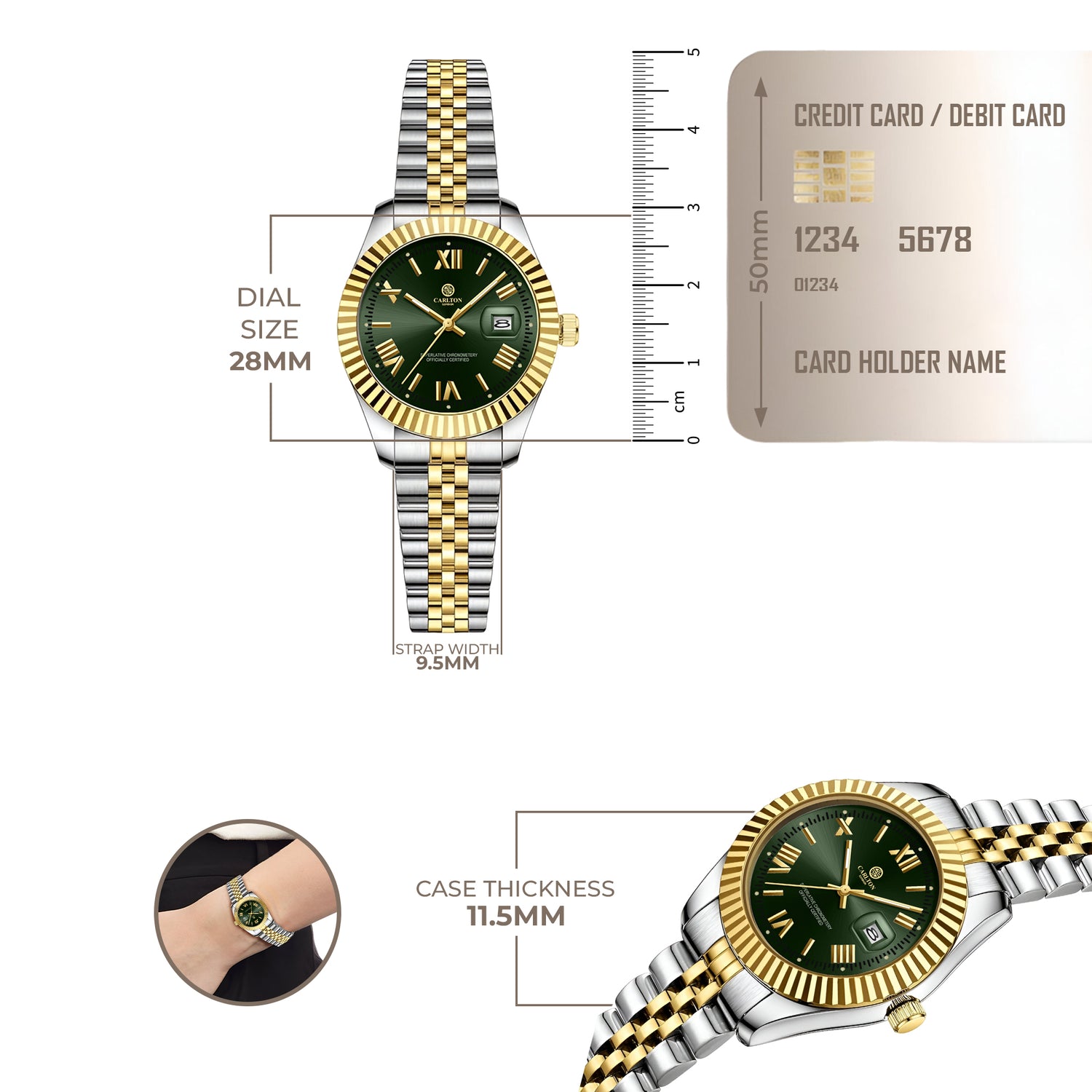 Harper: Mini Green Stainless Steel Women Analog Watch CLRLW-006