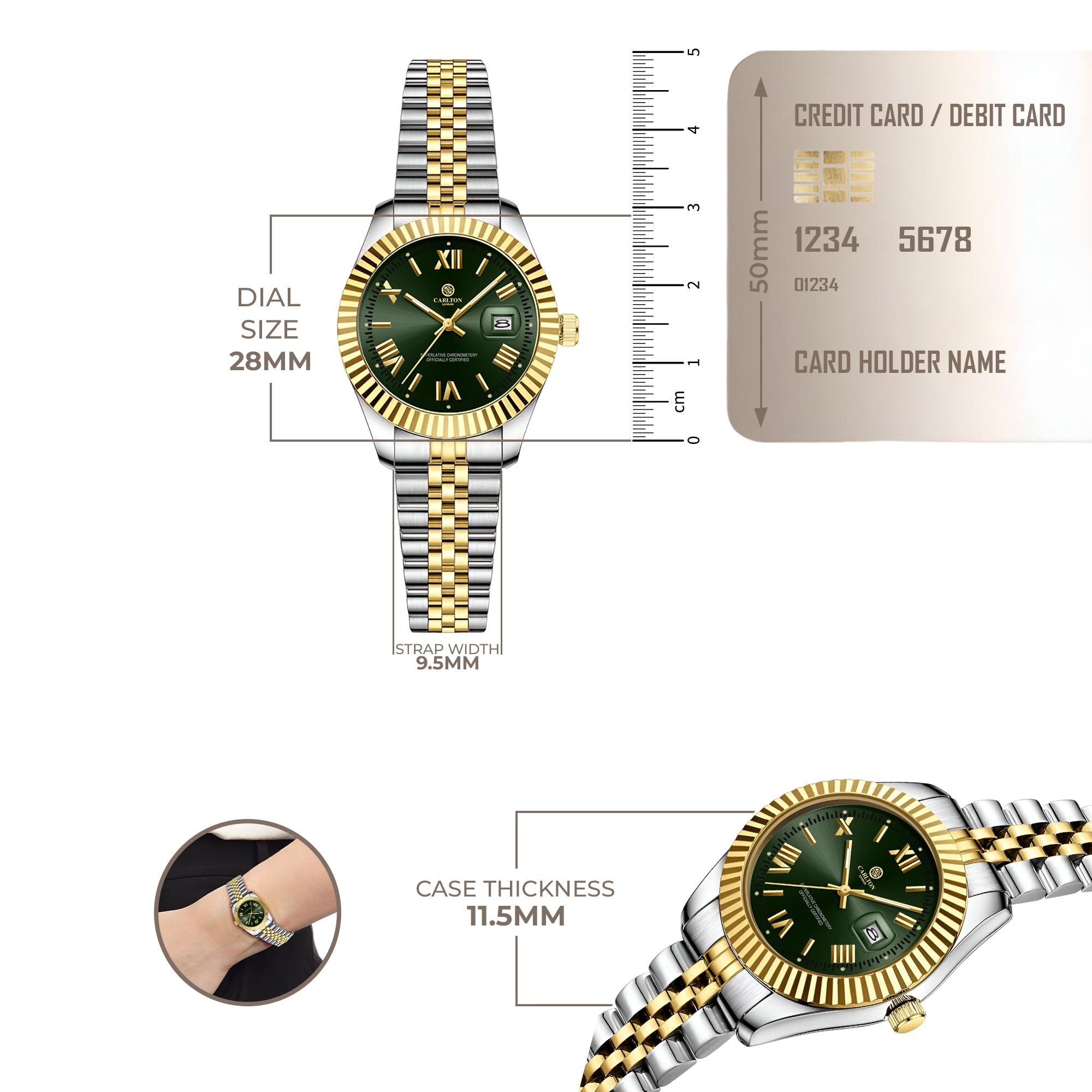 Harper: Mini Green Stainless Steel Women Analog Watch CLRLW-006