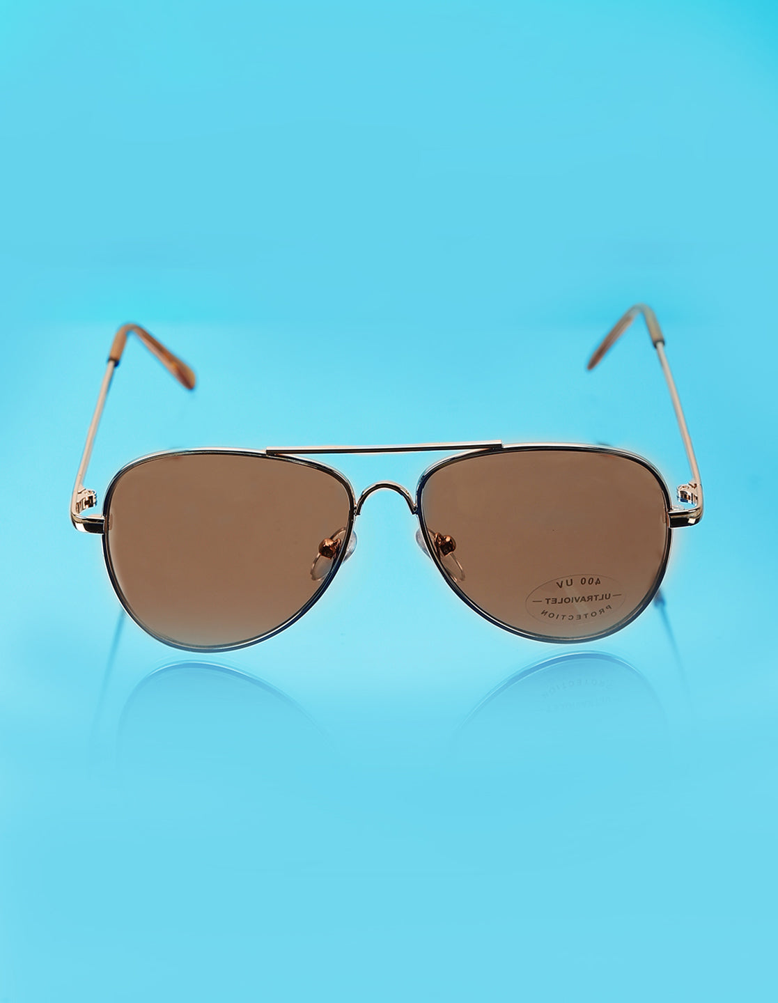 Buy French Connection Brown Gradient Lens Aviator Sunglass Full Rim Shiny Gold  Frame Online