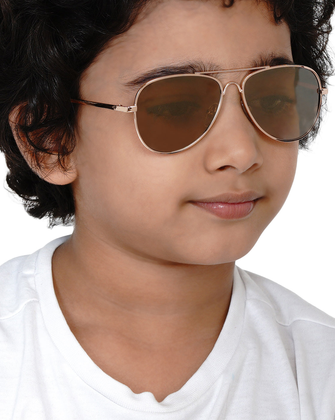 Carlton London Brown Lens &amp; Gold-Toned Aviator Sunglasses With Uv Protected Lens For Boy