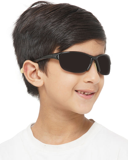 Carlton London Black Lens &amp; Black Sports Sunglasses For Boy