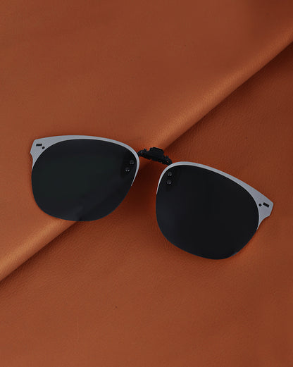 Black &amp; Grey Toned Polarised Lens Sunglass Clip for unisex