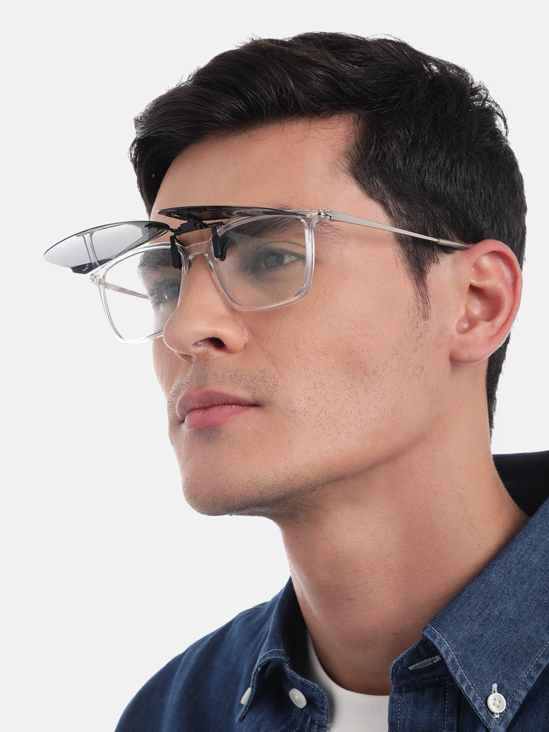 Black &amp; Grey Toned Polarised Lens Sunglass Clip for unisex