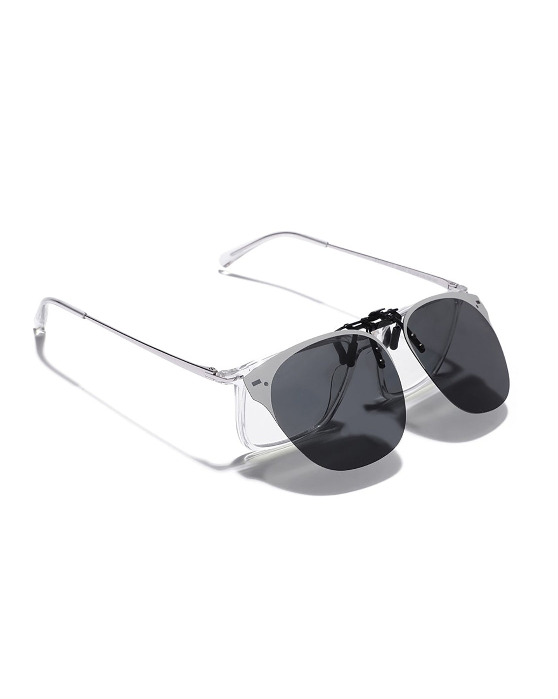 Black &amp; Grey Toned Polarised Lens Sunglass Clip for unisex
