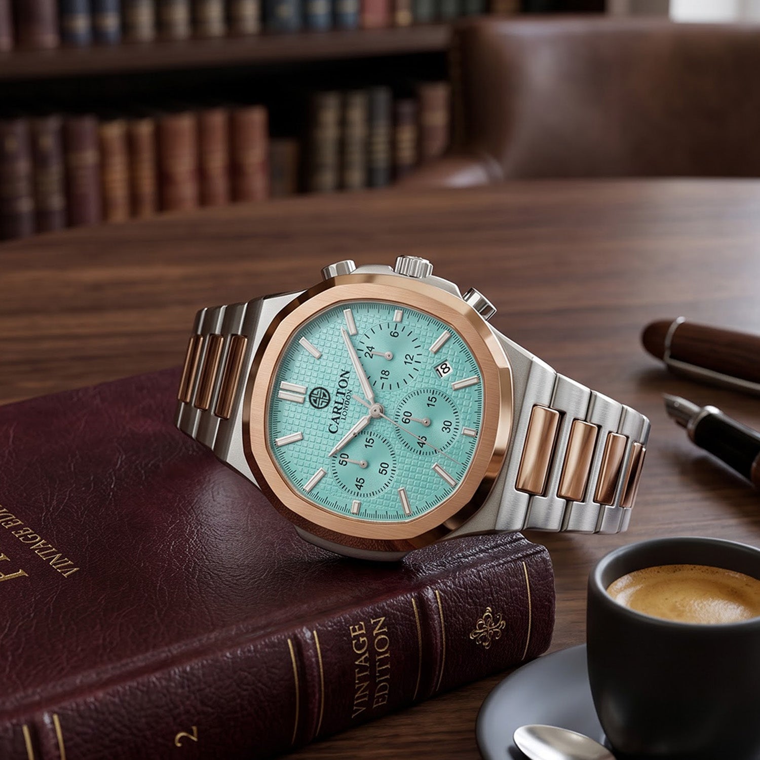 Parker Men Blue Dial/ Rose Gold Analog Watch - CLSDTQUM