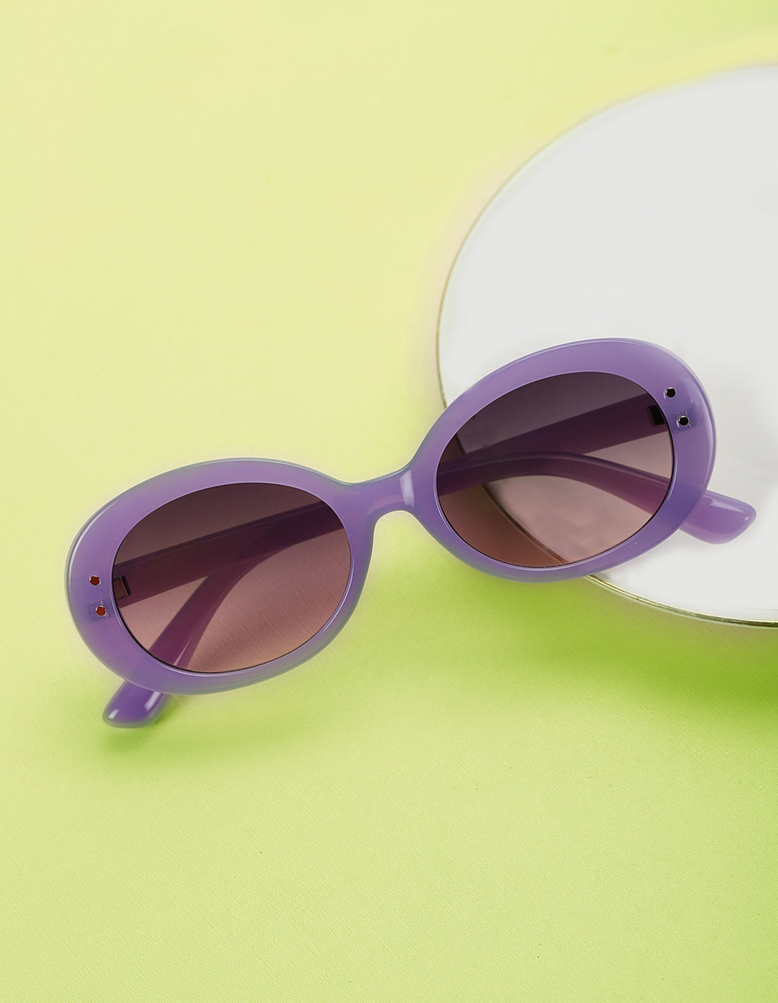 Carlton London Black Lens &amp; Purple Oval Sunglasses For Girl