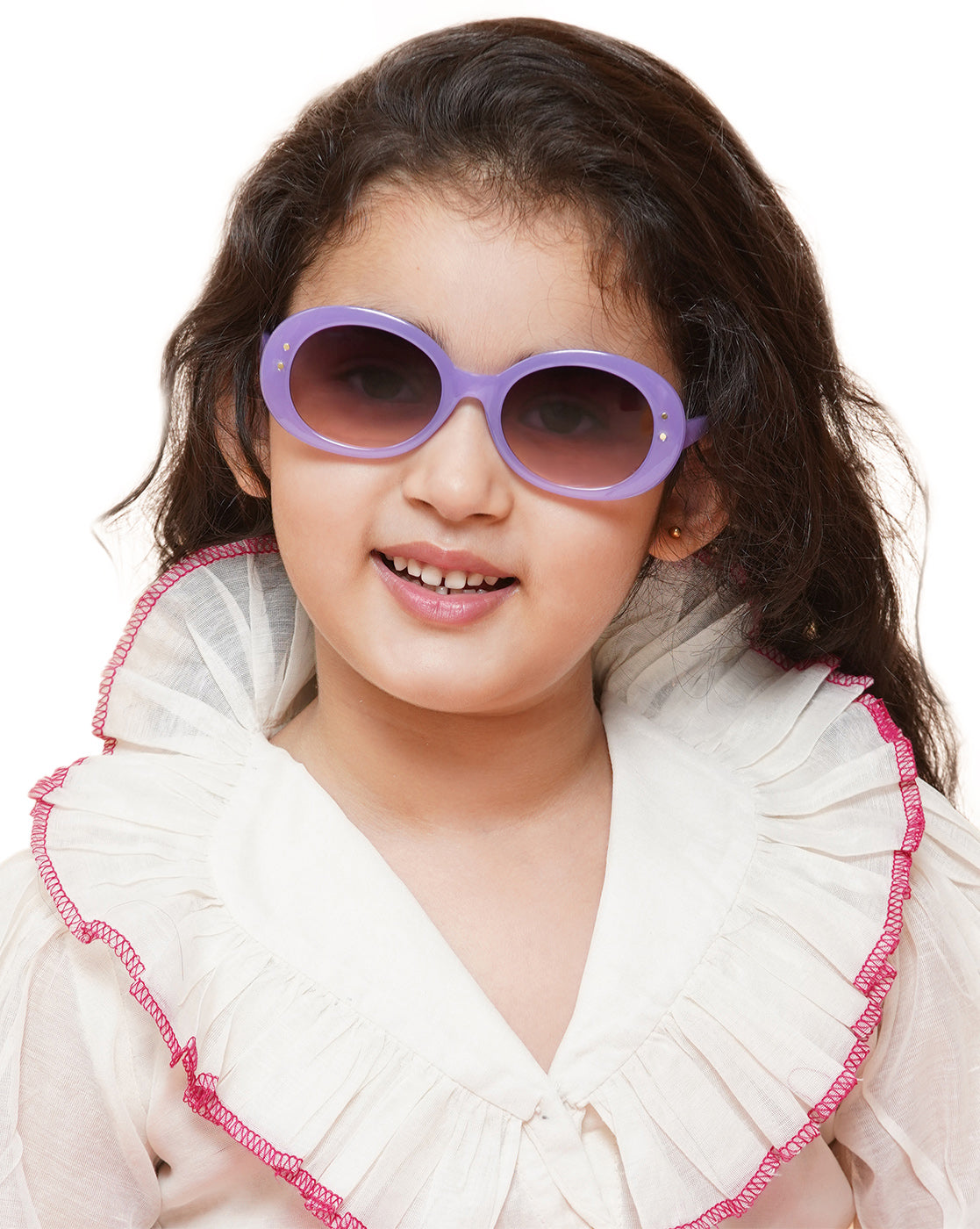 Carlton London Black Lens &amp; Purple Oval Sunglasses For Girl