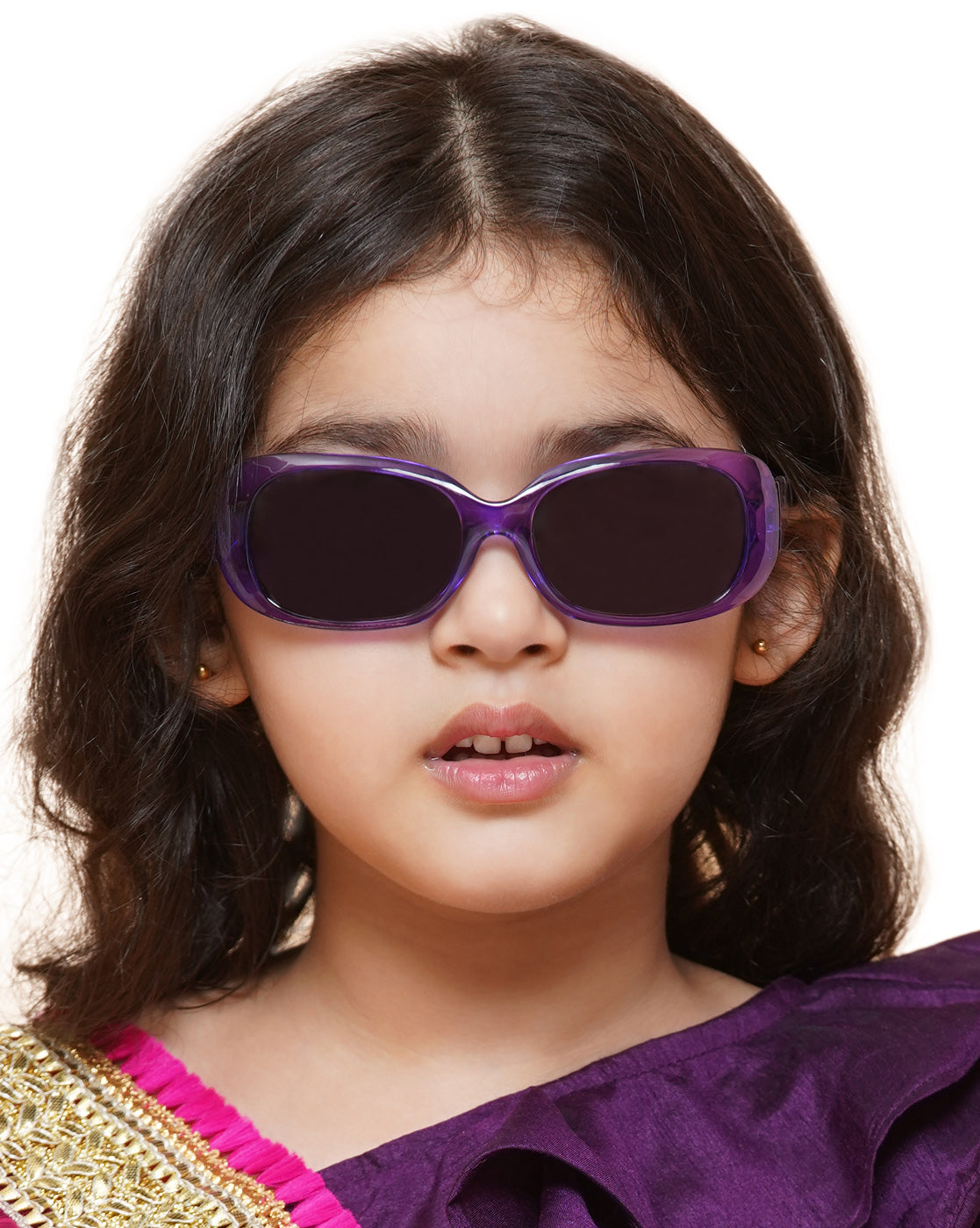 Carlton London Black Lens &amp; Purple Oversized Sunglasses For Girl