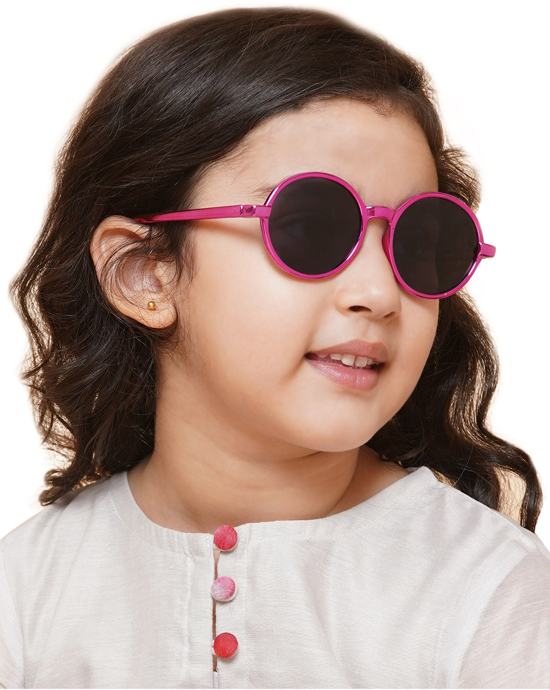 Carlton London Black Lens &amp; Pink Round Sunglasses For Girl