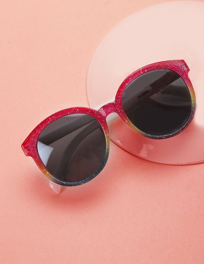 Carlton London Black Lens &amp; Pink Round Sunglasses For Girl