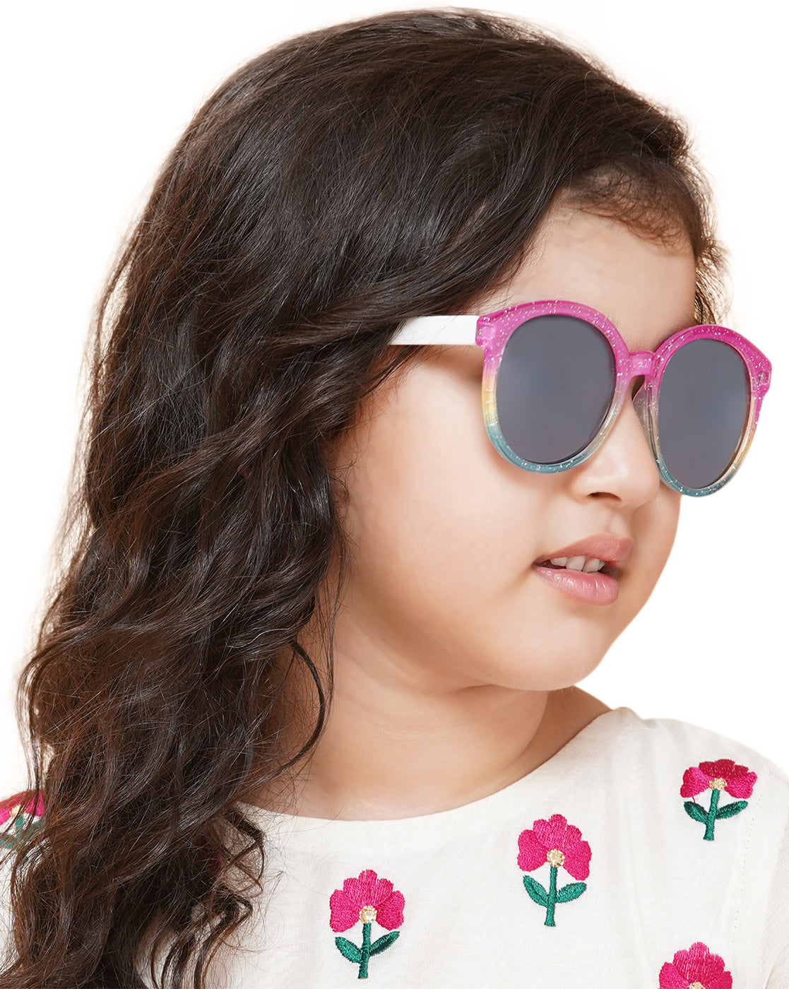 Carlton London Black Lens &amp; Pink Round Sunglasses For Girl