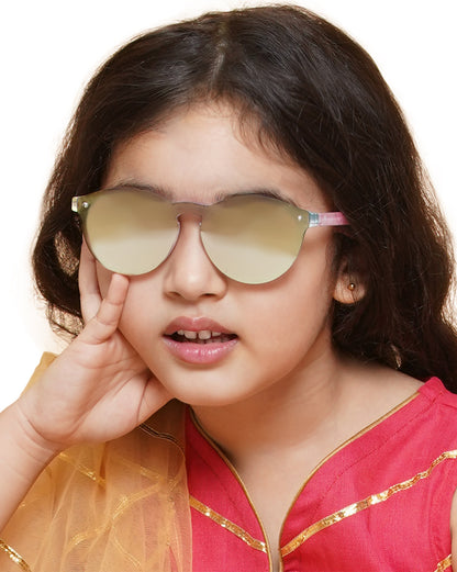 Carlton London Yellow Lens &amp; Pink Round Sunglasses For Girl