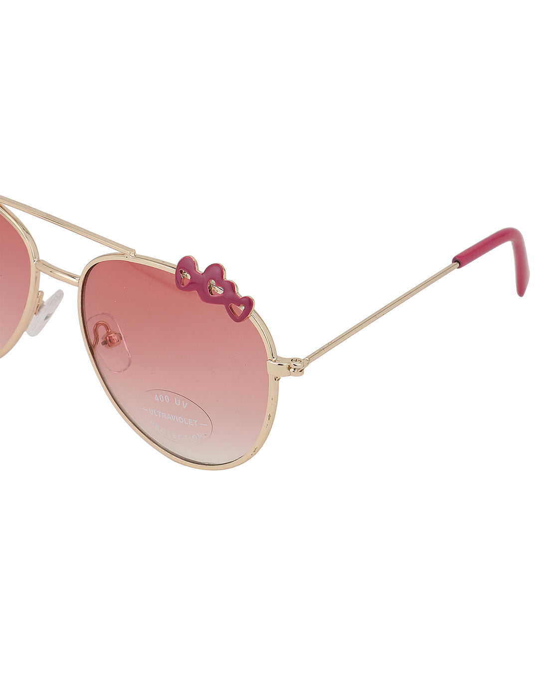 Carlton London Pink Lens &amp; Gold-Toned Aviator Sunglasses Uv Protected Lens For Girl