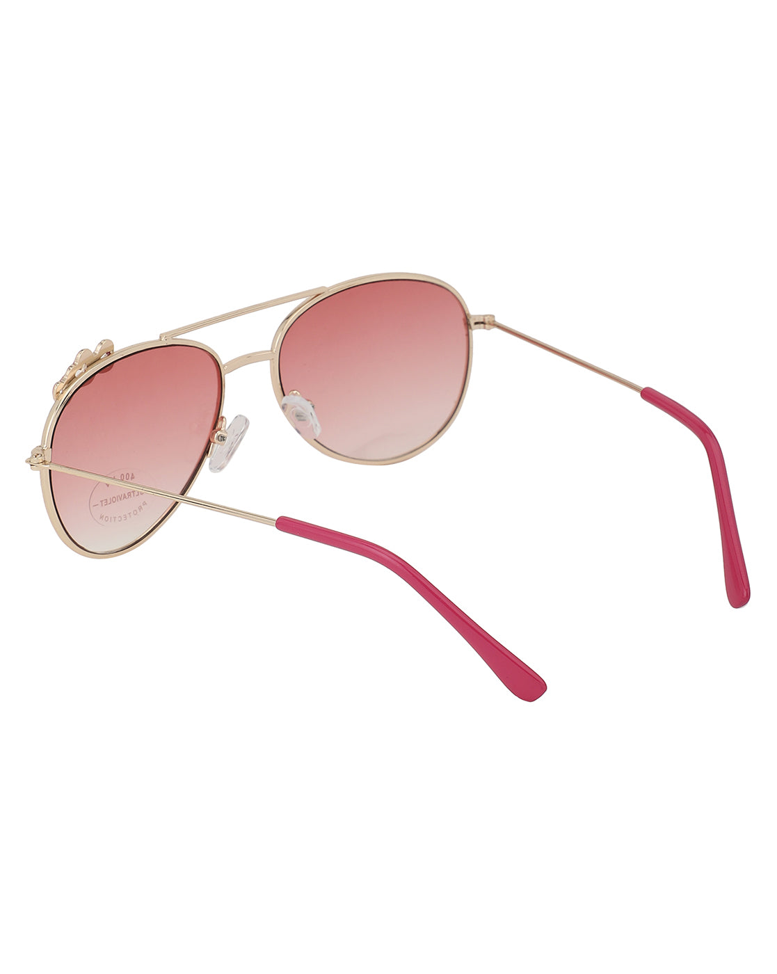 Carlton London Pink Lens &amp; Gold-Toned Aviator Sunglasses Uv Protected Lens For Girl