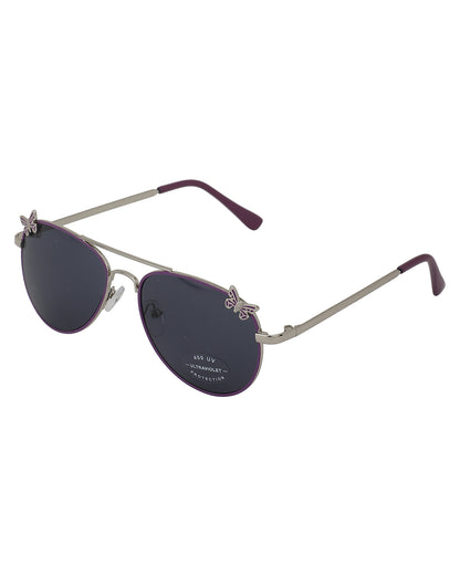 Carlton London Black Lens &amp; Silver-Toned Aviator Sunglasses With Uv Protected Lens For Girl