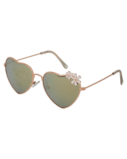 Carlton London Mirrored Lens &amp; Gold-Toned Heart Shape Sunglasses For Girl