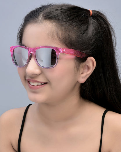 Kids Girls Pink With Uv Protected Lens Mirror Sunglass