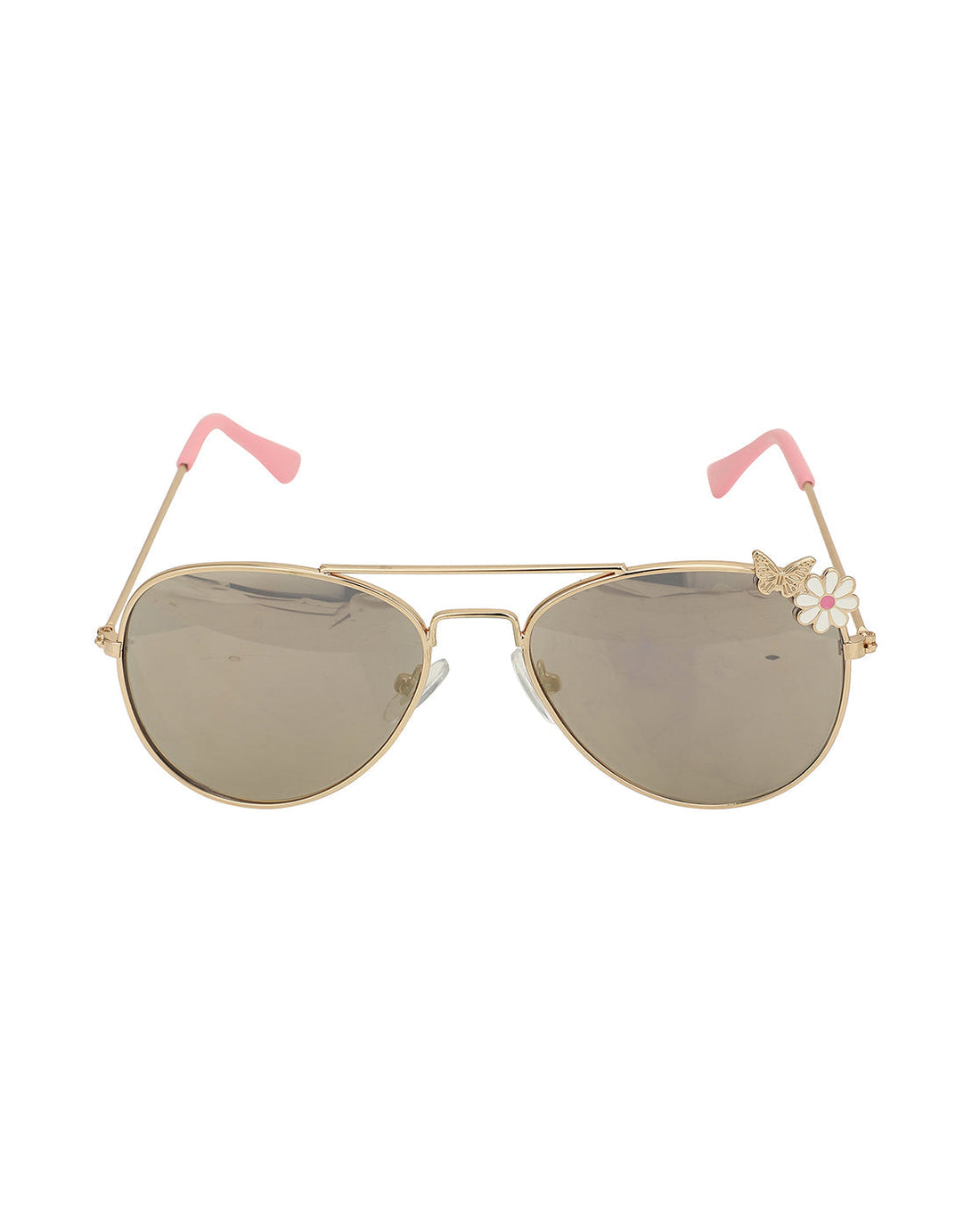 Kids Girls Gold With Uv Protected Lens Aviator Sunglass