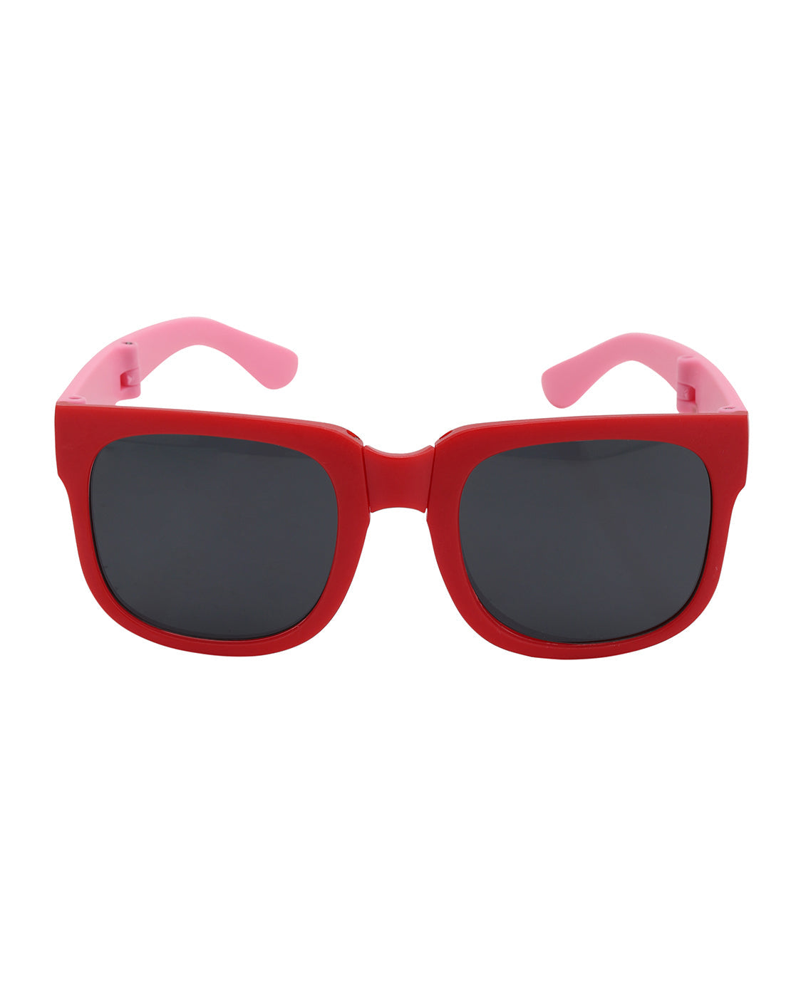 Girls Red and Pink Toned UV Protected Black Lens Foldover Sunglass