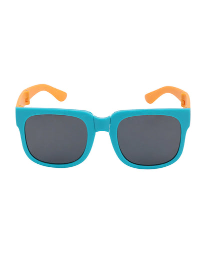 Girls Turquoise and Orange Toned UV Protected Black Lens Foldover Sunglass