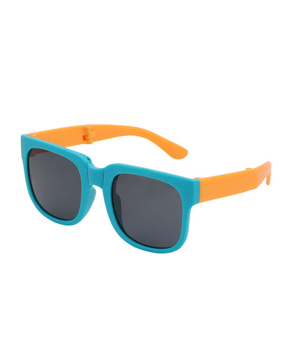 Girls Turquoise and Orange Toned UV Protected Black Lens Foldover Sunglass