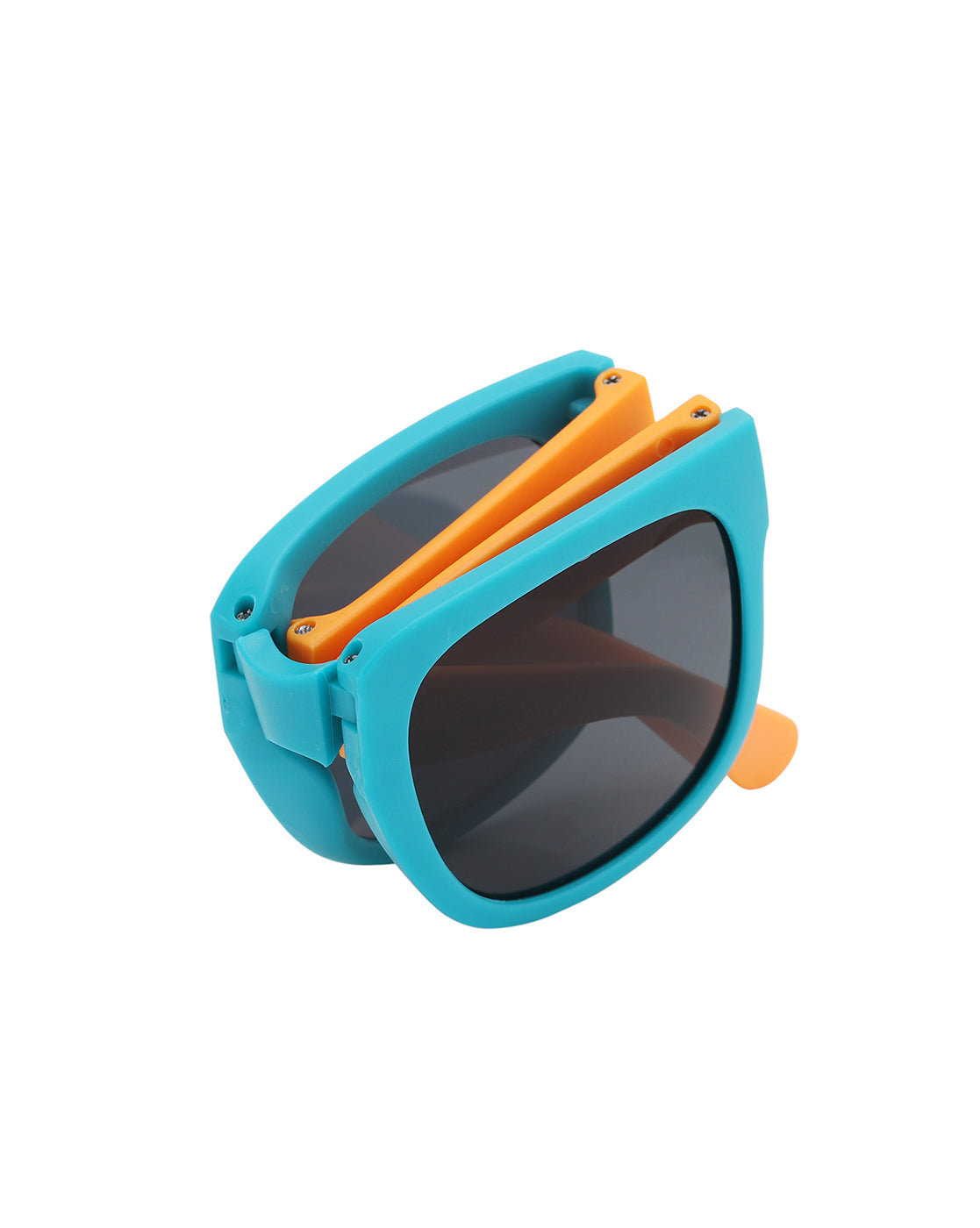 Girls Turquoise and Orange Toned UV Protected Black Lens Foldover Sunglass