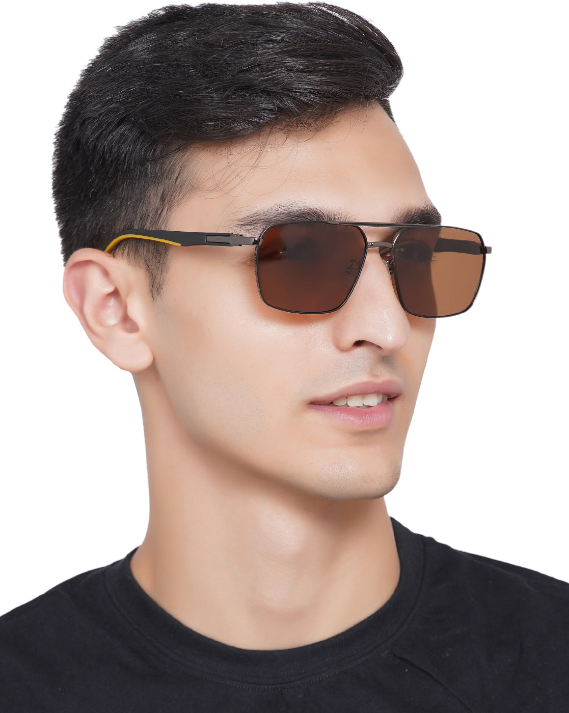 Carlton London Metallic Toned Brown Polarised And Uv Protected Lens Mens Square Sunglasses For Men