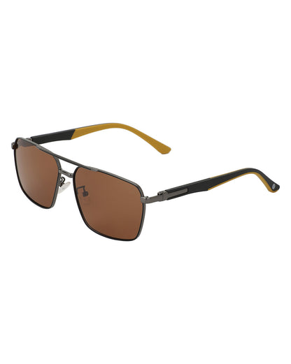 Carlton London Metallic Toned Brown Polarised And Uv Protected Lens Mens Square Sunglasses For Men