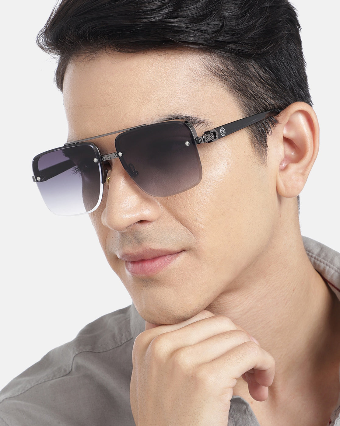 Stylish Black Half Rim Sunglasses – www.pipabella.com